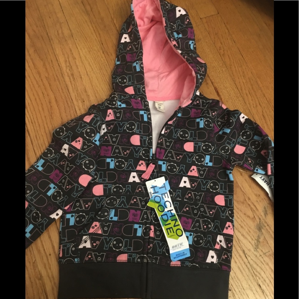 Back to School - Cute Monogram old navy techno hoodie, size 5